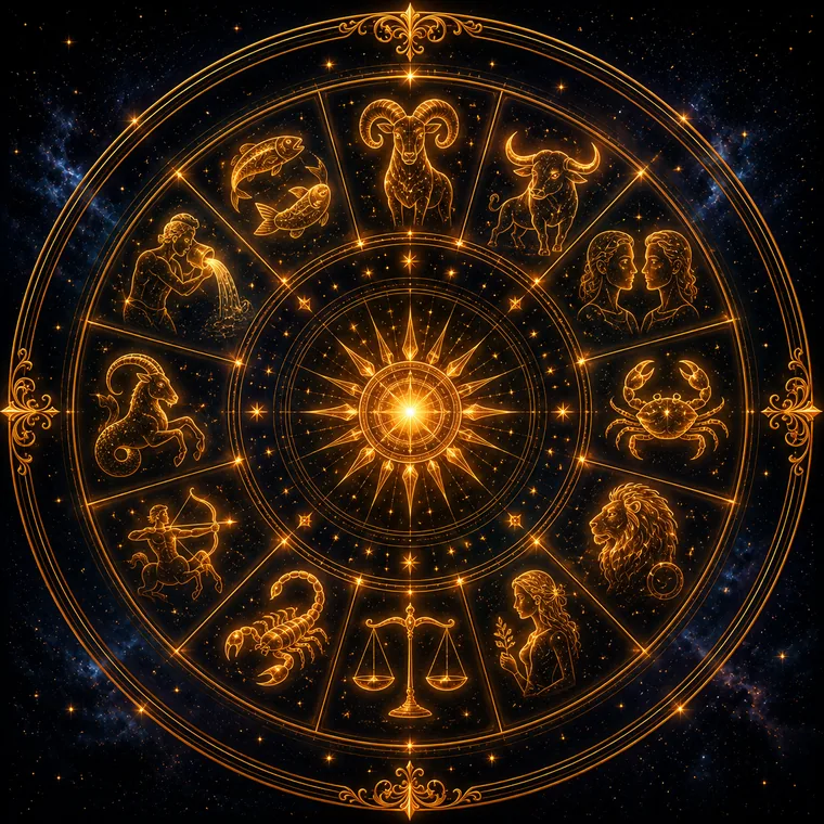 The twelve Rashis, the zodiac signs of Vedic astrology